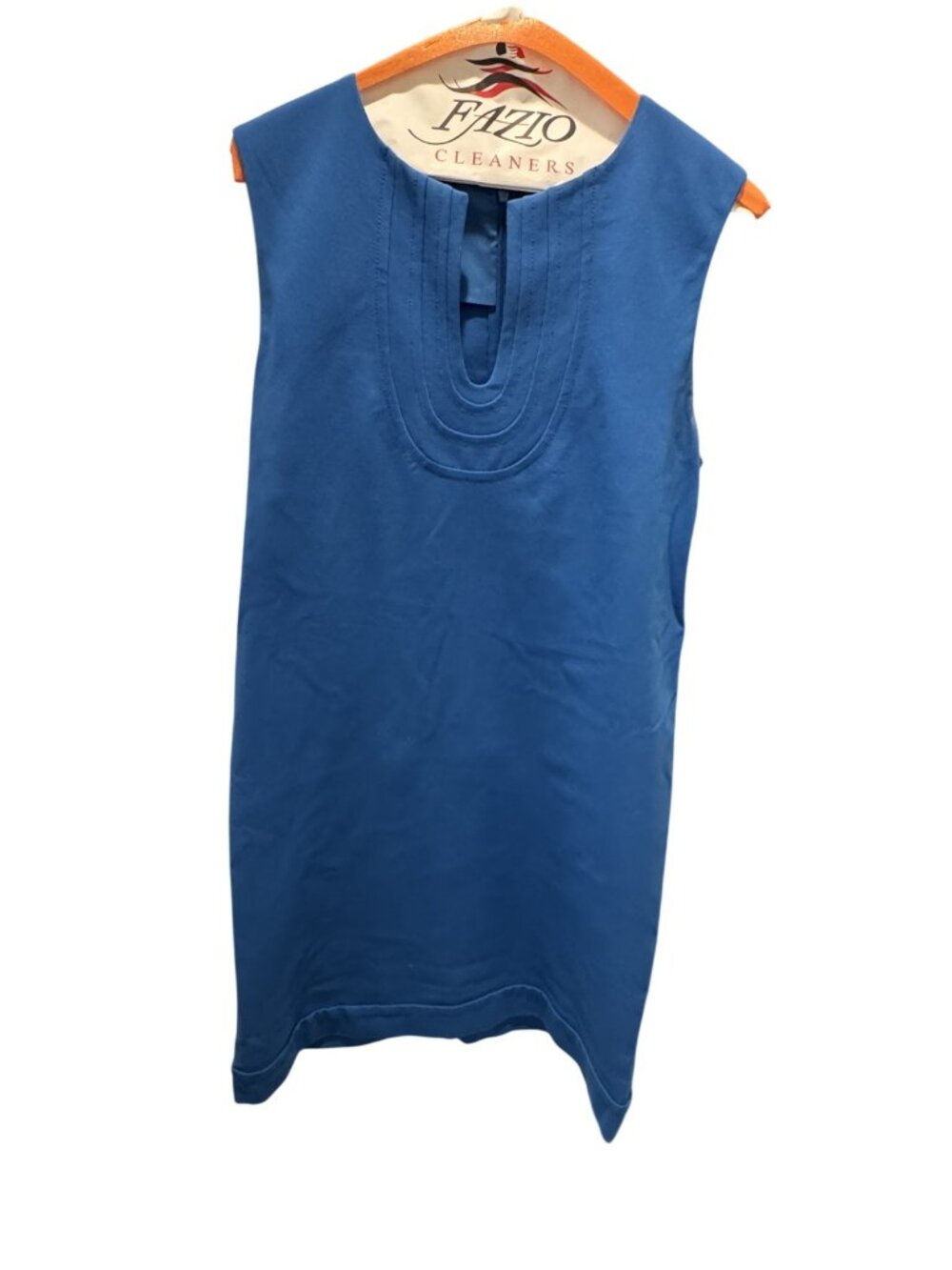 Diane Von Furstenburg Size 10 Blue Sleeveless Shift Dress Keyhole Neckline
